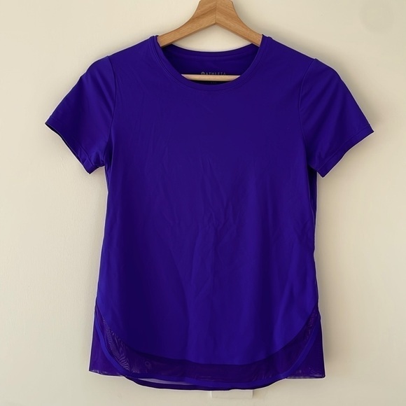 NWOT Athleta CADENCE TEE Paradise Blue workout shirt size XXS RATED UPF 50+ - Picture 3 of 8